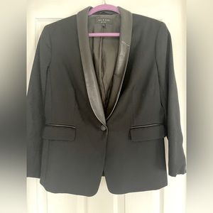 Rag and Bone black wool blazer with leather trim size 8